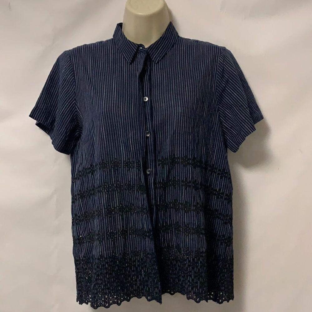 MADEWELL EYELET LACE BUTTON DOWN SHIRT SIZE S